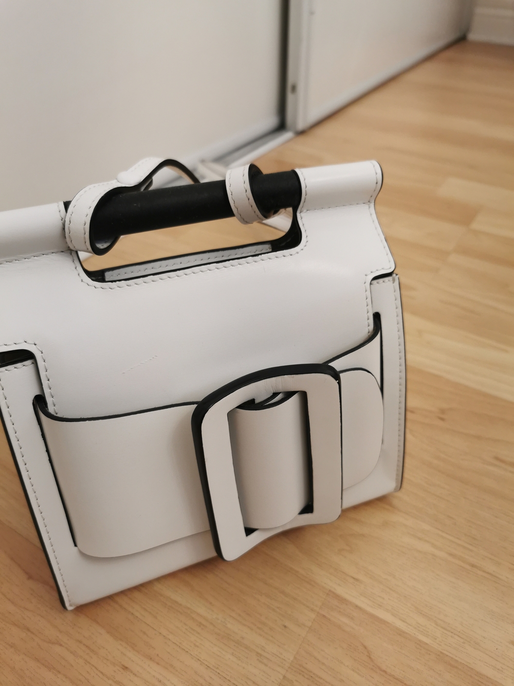 White Women's Crossbody Bag with Buckle Accent - Picture 2 of 3
